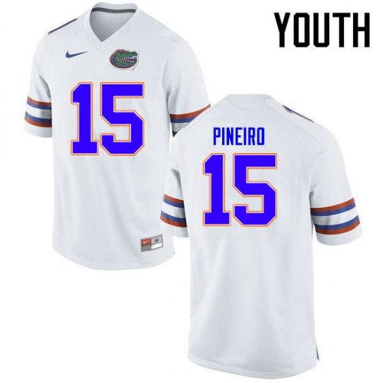 Youth Florida Gators #15 Eddy Pineiro NCAA Nike White Authentic Stitched College Football Jersey AGY0662SZ